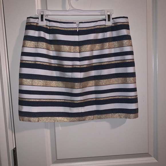 J.Crew Gold Navy White Striped Skirt - Picture 2 of 3